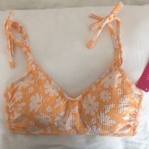 new orange floral bikini top